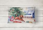 Waiting on Christmas Throw Pillow Throw Pillow for Indoor Couch Bed Outdoor Patio Washable, Dachshund 1345,12Hx16W
