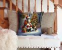 Basset Hound and Santa Claus Throw Pillow Machine Washable, Indoor Outdoor Decorative Pillow for Couch, Bed or Patio, 14Hx14W