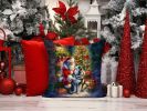 Alaskan Malamute and Santa Claus Throw Pillow Machine Washable, Indoor Outdoor Decorative Pillow for Couch, Bed or Patio, 14Hx14W