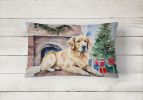 Cozy Christmas Throw Pillow Throw Pillow for Indoor Couch Bed Outdoor Patio Washable, Golden Retriever 2666,12Hx16W