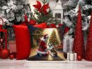 NEW Bull Terrier and Santa Claus Throw Pillow Machine Washable, Indoor Outdoor Decorative Pillow for Couch, Bed or Patio, 14Hx14W