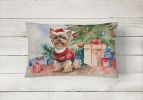 Waiting on Christmas Throw Pillow Throw Pillow for Indoor Couch Bed Outdoor Patio Washable, Yorkie 1394,12Hx16W