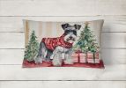 Waiting on Christmas Throw Pillow Throw Pillow for Indoor Couch Bed Outdoor Patio Washable, Schnauzer 1374,12Hx16W