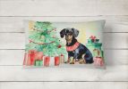 Waiting on Christmas Throw Pillow Throw Pillow for Indoor Couch Bed Outdoor Patio Washable, Dachshund Black and Tan 1339,12Hx16W