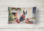 Cozy Christmas Throw Pillow Throw Pillow for Indoor Couch Bed Outdoor Patio Washable, Boston Terrier 2618,12Hx16W