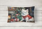 Cozy Christmas Throw Pillow Throw Pillow for Indoor Couch Bed Outdoor Patio Washable, American Eskimo 2595,12Hx16W