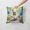French Bulldog Spring Path Throw Pillow Machine Washable, Indoor Outdoor Decorative Pillow for Couch, Bed or Patio, 18Hx18W