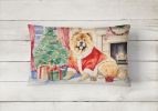 Waiting on Christmas Throw Pillow Throw Pillow for Indoor Couch Bed Outdoor Patio Washable, Chow Chow 1331,12Hx16W
