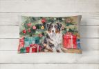 Waiting on Christmas Throw Pillow Throw Pillow for Indoor Couch Bed Outdoor Patio Washable, Australian Shepherd 1231,12Hx16W