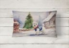 Waiting on Christmas Throw Pillow Throw Pillow for Indoor Couch Bed Outdoor Patio Washable, Westie 1386,12Hx16W