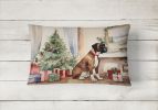 Waiting on Christmas Throw Pillow Throw Pillow for Indoor Couch Bed Outdoor Patio Washable, Boxer Fawn 1296,12Hx16W