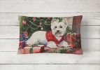 Waiting on Christmas Throw Pillow Throw Pillow for Indoor Couch Bed Outdoor Patio Washable, Westie 1387,12Hx16W