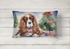 Waiting on Christmas Throw Pillow Throw Pillow for Indoor Couch Bed Outdoor Patio Washable, Cavalier Spaniel 1317,12Hx16W