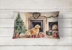 Waiting on Christmas Throw Pillow Throw Pillow for Indoor Couch Bed Outdoor Patio Washable, Golden Retriever 1362,12Hx16W