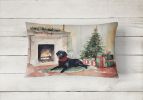 Waiting on Christmas Throw Pillow Throw Pillow for Indoor Couch Bed Outdoor Patio Washable, Labrador Black 1369,12Hx16W