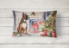 Waiting on Christmas Throw Pillow Throw Pillow for Indoor Couch Bed Outdoor Patio Washable, Boxer Fawn 1295,12Hx16W