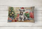 Waiting on Christmas Throw Pillow Throw Pillow for Indoor Couch Bed Outdoor Patio Washable, Schnauzer 1375,12Hx16W