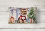 Waiting on Christmas Throw Pillow Throw Pillow for Indoor Couch Bed Outdoor Patio Washable, Yorkie 1393,12Hx16W