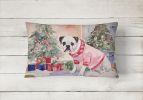 Waiting on Christmas Throw Pillow Throw Pillow for Indoor Couch Bed Outdoor Patio Washable, Boxer White 1288,12Hx16W