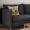 Sheltie and Flowers Throw Pillow Machine Washable, Indoor Outdoor Decorative Pillow for Couch, Bed or Patio, 14Hx14W