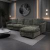 Modern Oversized Deep Seat Sectional Sofa with Reversible Chaise, Loop Yarn Fabric Five-seat Armless Indoor Furniture