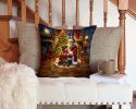 Rhodesian Ridgeback and Santa Claus Throw Pillow Machine Washable, Indoor Outdoor Decorative Pillow for Couch, Bed or Patio, 14Hx14W