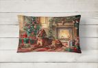 Cozy Christmas Throw Pillow Throw Pillow for Indoor Couch Bed Outdoor Patio Washable, Redbone Coonhound 2734,12Hx16W