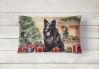 Waiting on Christmas Throw Pillow Throw Pillow for Indoor Couch Bed Outdoor Patio Washable, Belgian Sheepdog 1255,12Hx16W