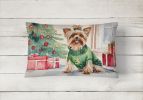 Waiting on Christmas Throw Pillow Throw Pillow for Indoor Couch Bed Outdoor Patio Washable, Yorkie 1400,12Hx16W