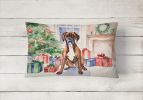 Waiting on Christmas Throw Pillow Throw Pillow for Indoor Couch Bed Outdoor Patio Washable, Boxer Fawn 1291,12Hx16W