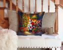 Maltese and Santa Claus Throw Pillow Machine Washable, Indoor Outdoor Decorative Pillow for Couch, Bed or Patio, 14Hx14W