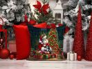 Cavalier Spaniel and Santa Claus Throw Pillow Machine Washable, Indoor Outdoor Decorative Pillow for Couch, Bed or Patio, 14Hx14W