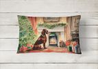 Waiting on Christmas Throw Pillow Throw Pillow for Indoor Couch Bed Outdoor Patio Washable, Irish Setter 1366,12Hx16W