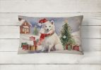 Waiting on Christmas Throw Pillow Throw Pillow for Indoor Couch Bed Outdoor Patio Washable, American Eskimo 1221,12Hx16W