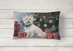 Waiting on Christmas Throw Pillow Throw Pillow for Indoor Couch Bed Outdoor Patio Washable, Westie 1384,12Hx16W