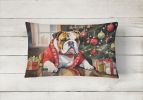 Cozy Christmas Throw Pillow Throw Pillow for Indoor Couch Bed Outdoor Patio Washable, English Bulldog 2649,12Hx16W