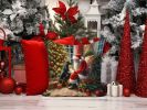 Gordon Setter and Santa Claus Throw Pillow Machine Washable, Indoor Outdoor Decorative Pillow for Couch, Bed or Patio, 14Hx14W