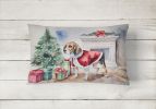 Waiting on Christmas Throw Pillow Throw Pillow for Indoor Couch Bed Outdoor Patio Washable, Beagle 1245,12Hx16W