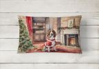 Waiting on Christmas Throw Pillow Throw Pillow for Indoor Couch Bed Outdoor Patio Washable, Basset Hound 1243,12Hx16W