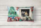 Waiting on Christmas Throw Pillow Throw Pillow for Indoor Couch Bed Outdoor Patio Washable, Cairn Terrier 1307,12Hx16W