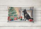 Waiting on Christmas Throw Pillow Throw Pillow for Indoor Couch Bed Outdoor Patio Washable, Belgian Sheepdog 1254,12Hx16W