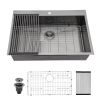Kitchen Sink Drop-in Topmount Single Bowl Gunmetal Black Stainless Steel Sink