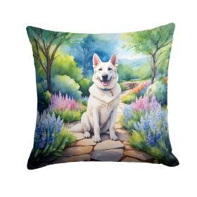 German Shepherd Spring Path Throw Pillow Machine Washable, Indoor Outdoor Decorative Pillow for Couch, Bed or Patio, 18Hx18W (Default: Default)