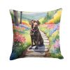 Labrador Retriever Spring Path Throw Pillow Machine Washable, Indoor Outdoor Decorative Pillow for Couch, Bed or Patio, 18Hx18W
