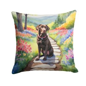 Labrador Retriever Spring Path Throw Pillow Machine Washable, Indoor Outdoor Decorative Pillow for Couch, Bed or Patio, 18Hx18W (Default: Default)