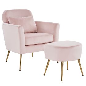 Half Disassembled Single Chair With Gold Feet And Pedals Flannelette Indoor Leisure Chair (Color: Pink)