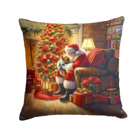 Yorkshire Terrier Yorkie and Santa Claus Throw Pillow Machine Washable, Indoor Outdoor Decorative Pillow for Couch, Bed or Patio, 14Hx14W (Default: Default)