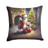 Westie and Santa Claus Throw Pillow Machine Washable, Indoor Outdoor Decorative Pillow for Couch, Bed or Patio, 14Hx14W