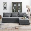 [VIDEO provided][New]87*61"Modern L-shaped Corduroy Sofa with Reversible Chaise,4-seat Upholstered Sectional Indoor Furniture