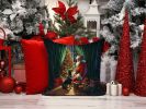 Doberman Pinscher and Santa Claus Throw Pillow Machine Washable, Indoor Outdoor Decorative Pillow for Couch, Bed or Patio, 14Hx14W